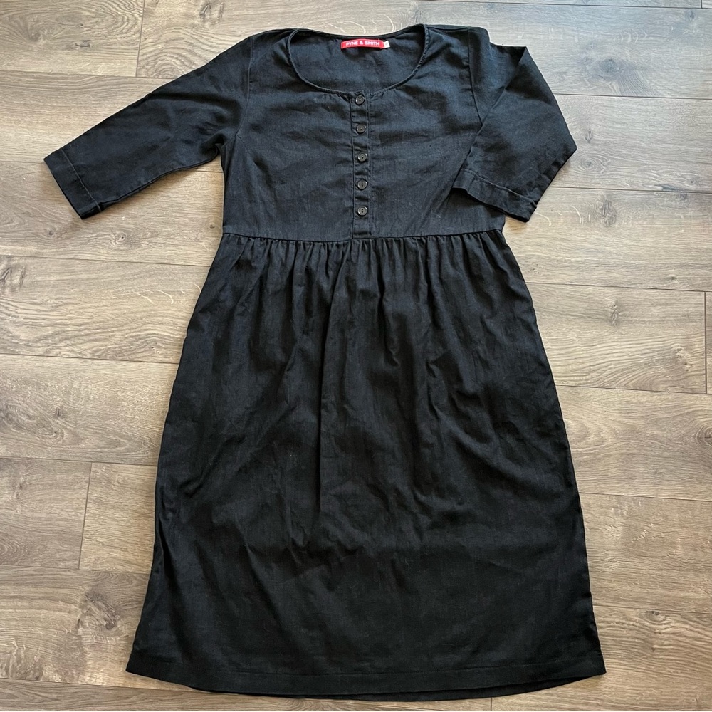 Pyne and Smith black linen midi dress, size Small